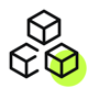 three cubes arranged in a triangular pattern. The cubes are outlined in black with a neon green highlight around one of them | accessibility digital SUNZINET